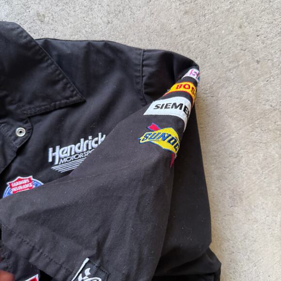Men's Chase Authentics Kasey Kahne NASCAR Black Pit Crew Team Snap Shirt Sz XL - Picture 4 of 7